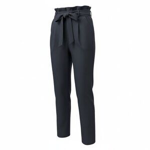 Athleta Skyline Pant II Black Womens Size 2 High Rise Paperbag Waist Tie Belt